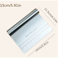 Teigschaber Edelstahl S 15 cm mit Griff und Skala in cm...