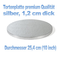 Cake Board rund Silber 25 cm x 1,2 cm dick (11 inch)...