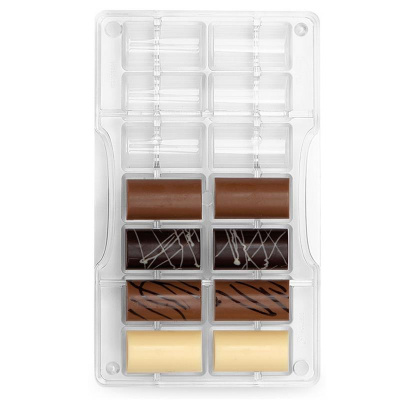 Zylinder mittlere Größe Profi Schokoladeform Decora - 14 Hohlräume von 40 x 22 x 20 h mm
