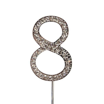 Cake Star &quot;Diamant Silber&quot; Zahl 8 H&ouml;he 4,5 cm Cake Topper Stecker