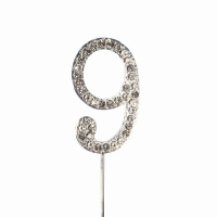 Cake Star &quot;Diamant Silber&quot; Zahl 9 H&ouml;he 4,5 cm Cake Topper Stecker