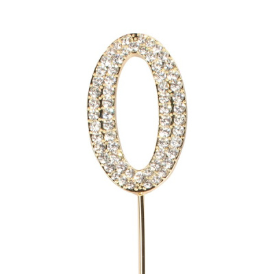 "Diamant Gold" Zahl 0 Höhe 4,5 cm Cake Topper