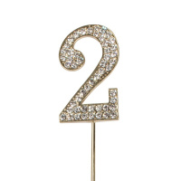 Cake Star &quot;Diamant Gold&quot; Zahl 2 H&ouml;he 4,5 cm Cake Topper