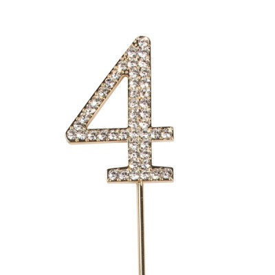 Cake Star &quot;Diamant Gold&quot; Zahl 4 H&ouml;he 4,5 cm Cake Topper