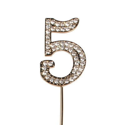 Cake Star &quot;Diamant Gold&quot; Zahl 5 H&ouml;he 4,5 cm Cake Topper