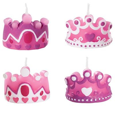 Kerzen Prinzessin Krone 4 Stk. Set,  je 4,5 x 3,1 cm gro&szlig;