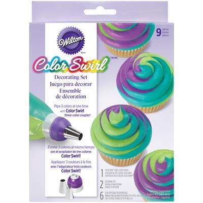 Wilton Color Swirl Decorating Set - Set aus Adapter, 6 Beutel und Spritztüllen 1A und 1M
